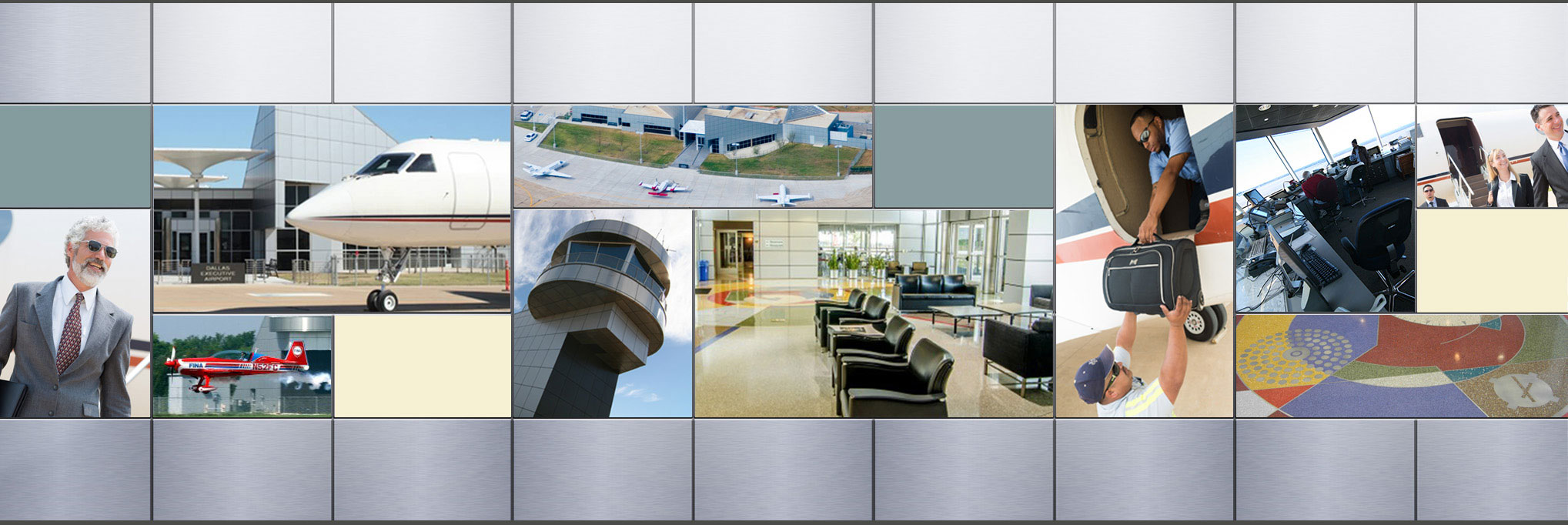 Dallas Executive Airport, terminal, control tower, airplanes, baggage